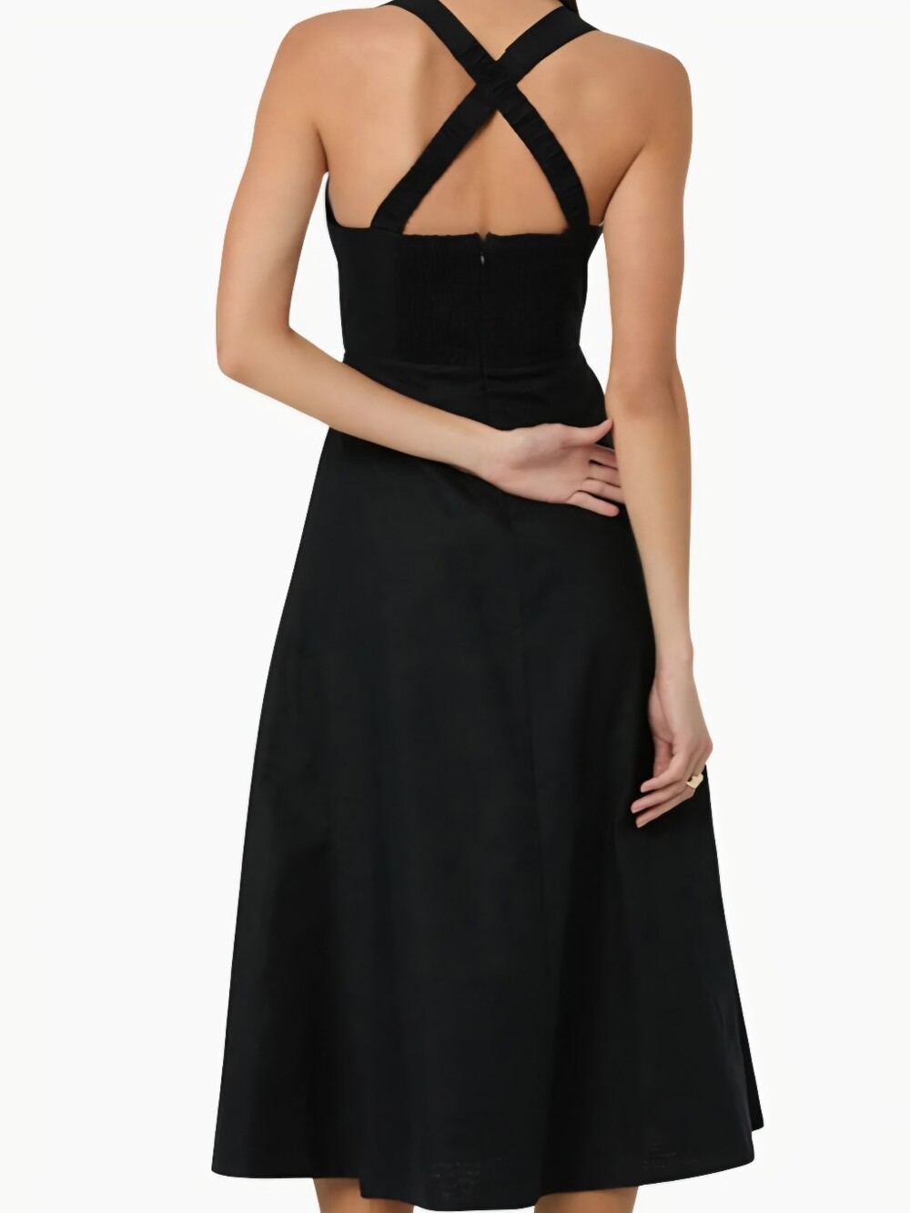 ASTR THE LABEL Black Linen Blend Halter Dress - Picture 2 of 3